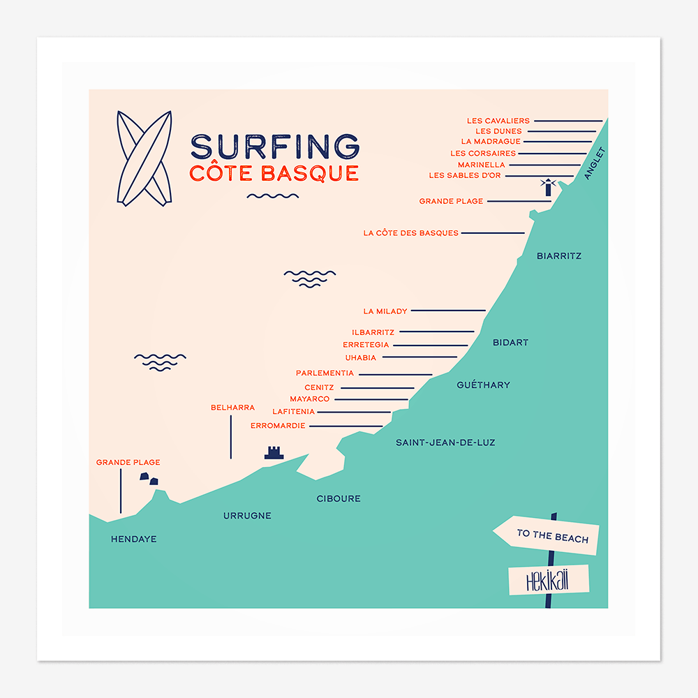 Carte surf Côte Basque
